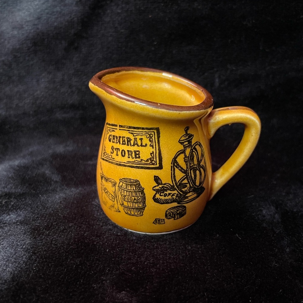 Rare Vintage Enesco General Store mini 1/8 cup ceramic creamer. Made in Japan